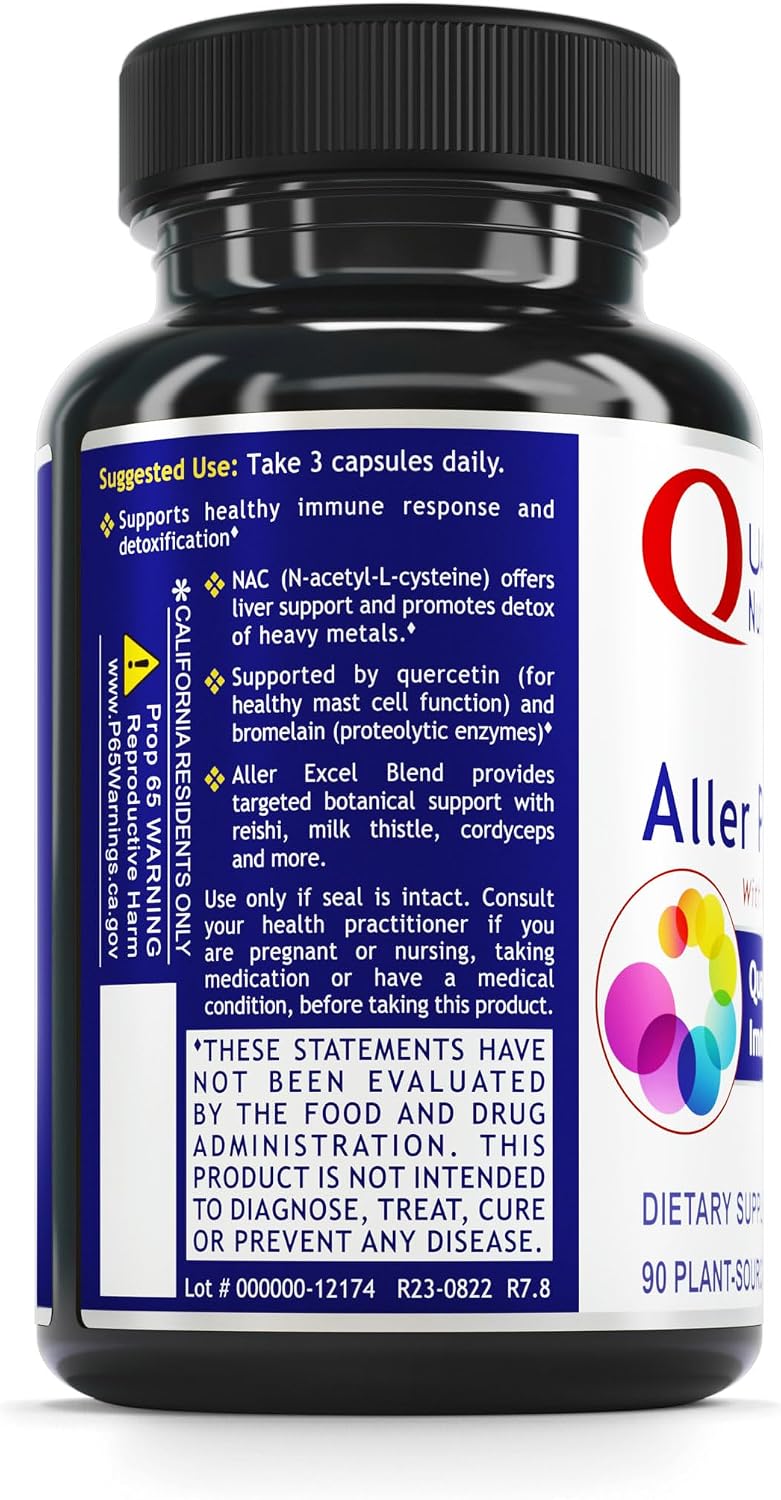 Quantum Nutrition Labs Aller Plus – NAC Food Supplement with Bromelain, Quercetin & Reishi – 90 Vegetarian Capsules - görsel 3