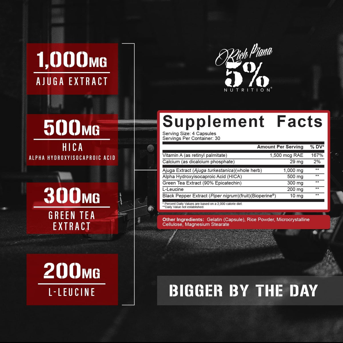 5% Nutrition Rich Piana BiggerByTheDay – – Epicatechin (300 mg): A flavonol that supports nitric oxide production – Image 2