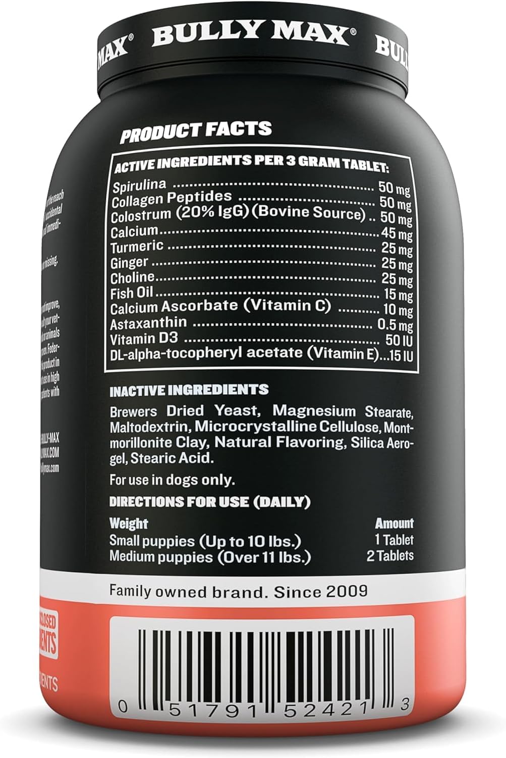 Bully Max 2-in-1 Puppy Vitamins - 30 Chewable Tablets for Growth and Development of Puppies - Multivitamin Treats and Essential Dog Supplements for Small Dogs and Large Breed Growing Pups - 2 Bottles - görsel 6