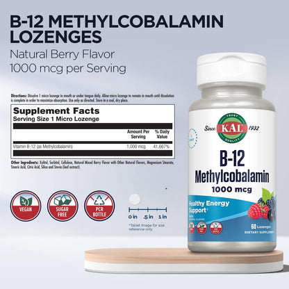 KAL Vitamin B12 Methylcobalamin Lozenges 1000mcg
