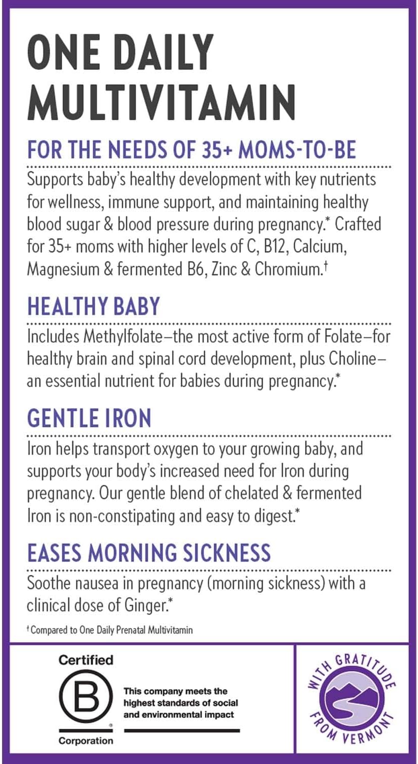 New Chapter Prenatal Vitamins, One Daily Prenatal Multivitamin Enhanced for Age 35+ with Methylfolate + Choline for Healthy Mum & Baby, Gluten-free & Non-GMO - 30 ct - görsel 7