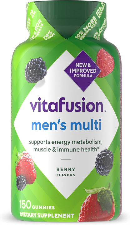 vitafusion Adult Gummy Vitamins for Men, Berry Flavoured, 150 Count (75 Day Supply)