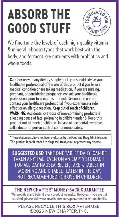 New Chapter Prenatal Vitamins, One Daily Prenatal Multivitamin Enhanced for Age 35+ with Methylfolate + Choline for Healthy Mum & Baby, Gluten-free & Non-GMO - 30 ct
