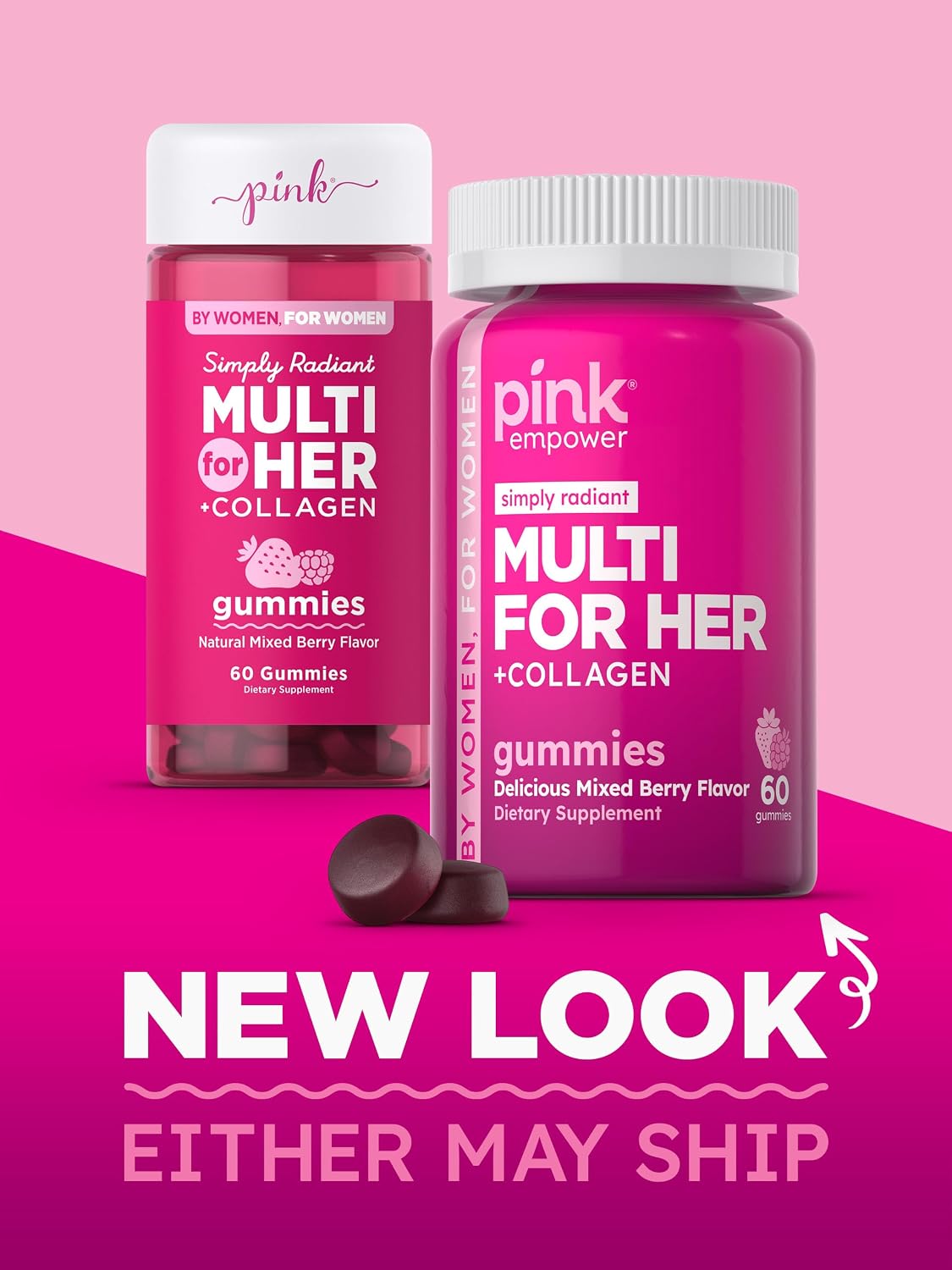 PINK Multivitamin Gummies for Women - Non-GMO, Gluten-Free, with Collagen & Biotin - Mixed Berry - görsel 6