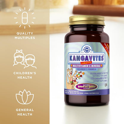 Solgar Kangavites Multivitamin and Mineral Chewable Tablets, Bouncin' Berry Flavour, 120 Tablets