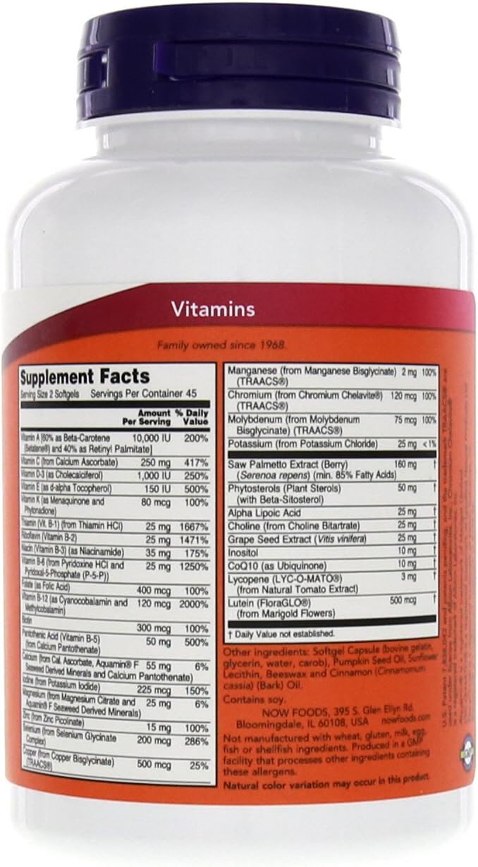 NOW Foods Adam Men's Multivitamin 90 Softgels (Pack of 2) - görsel 3