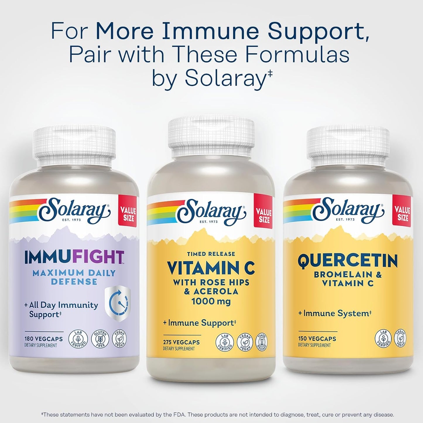 SOLARAY Vitamin C 1000mg - Time Release Vitamin C Capsules with Rose Hips and Acerola - Vegan, 275 VegCaps - görsel 7