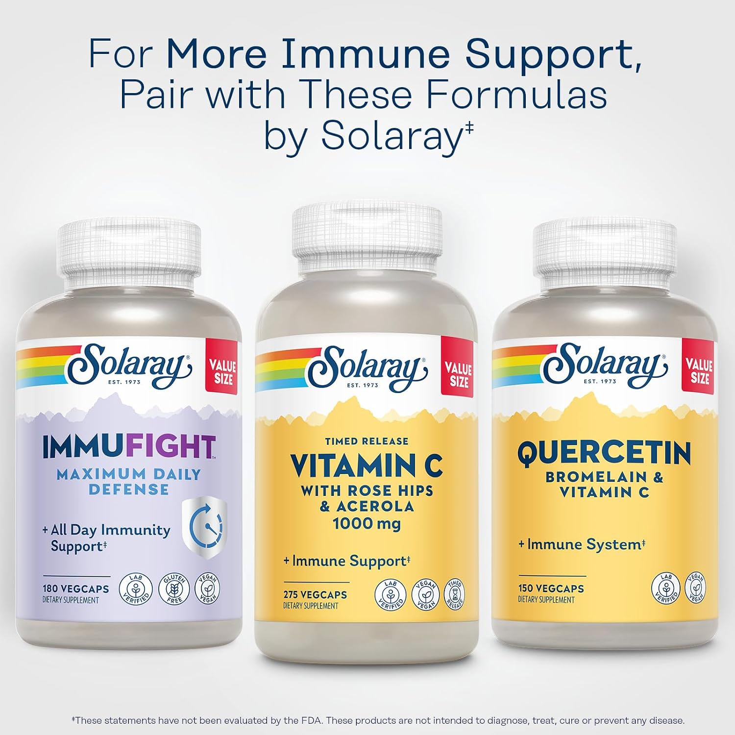 SOLARAY Vitamin C 1000mg - Time Release Vitamin C Capsules with Rose Hips and Acerola - Vegan, 275 VegCaps - görsel 7