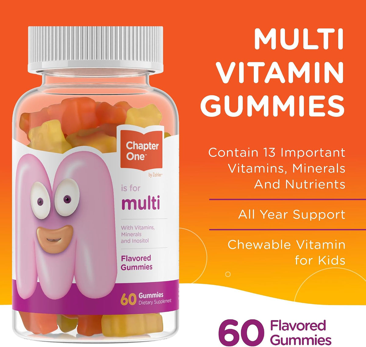 Zahler Chapter One Kids Multivitamin Gummy (60 Gummies) - 13 Vitamins & Nutrients, Kosher, Non-GMO - görsel 2