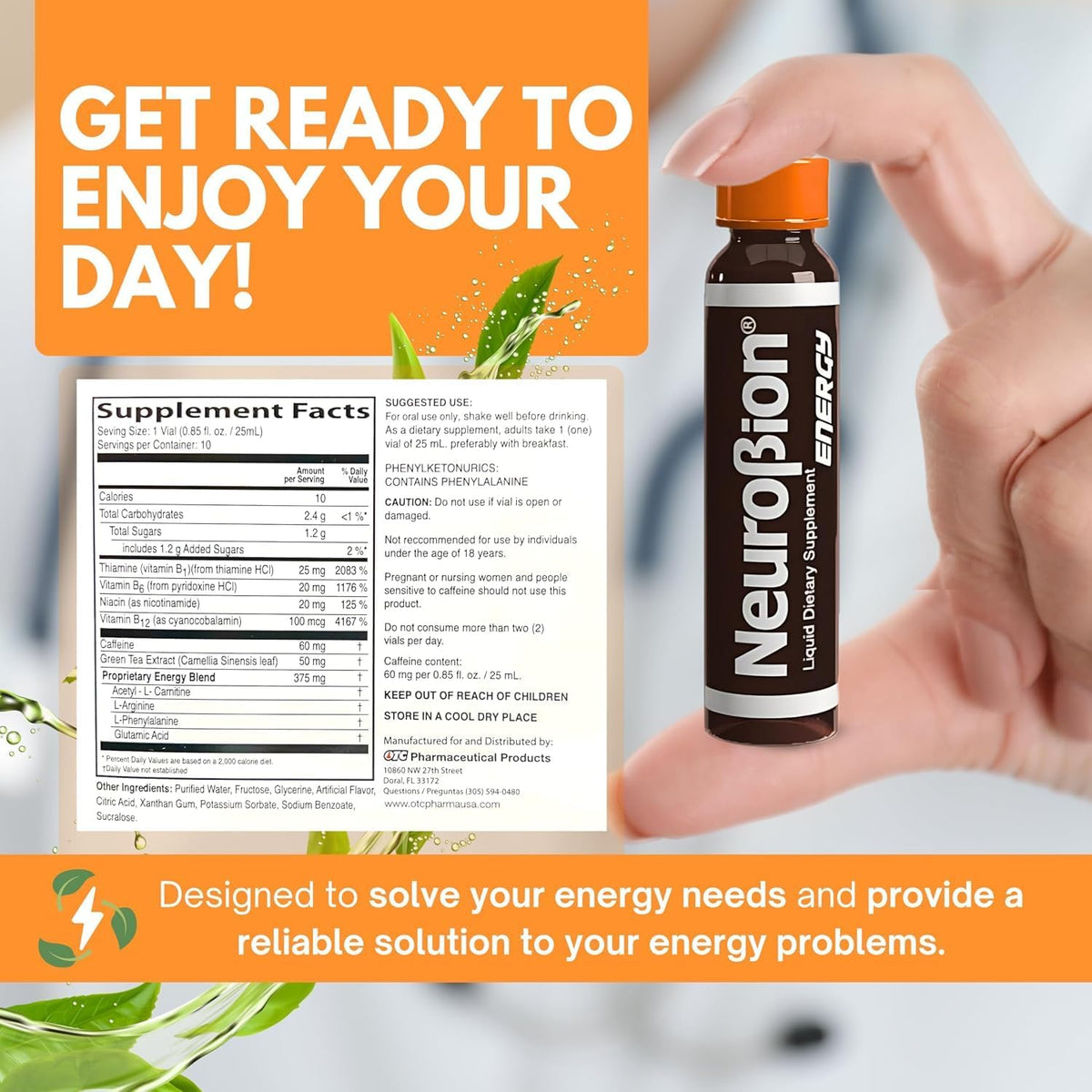 Neurobion Energy Liquid Food Supplement Multivitamins + Energy Blend, 10 vials x 250 ml - görsel 2