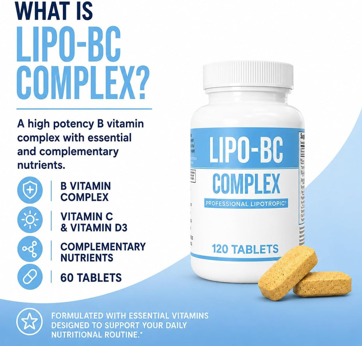 Legere Lipo-BC B-Complex Lipotropic Tablets, 120 Tablets - görsel 2