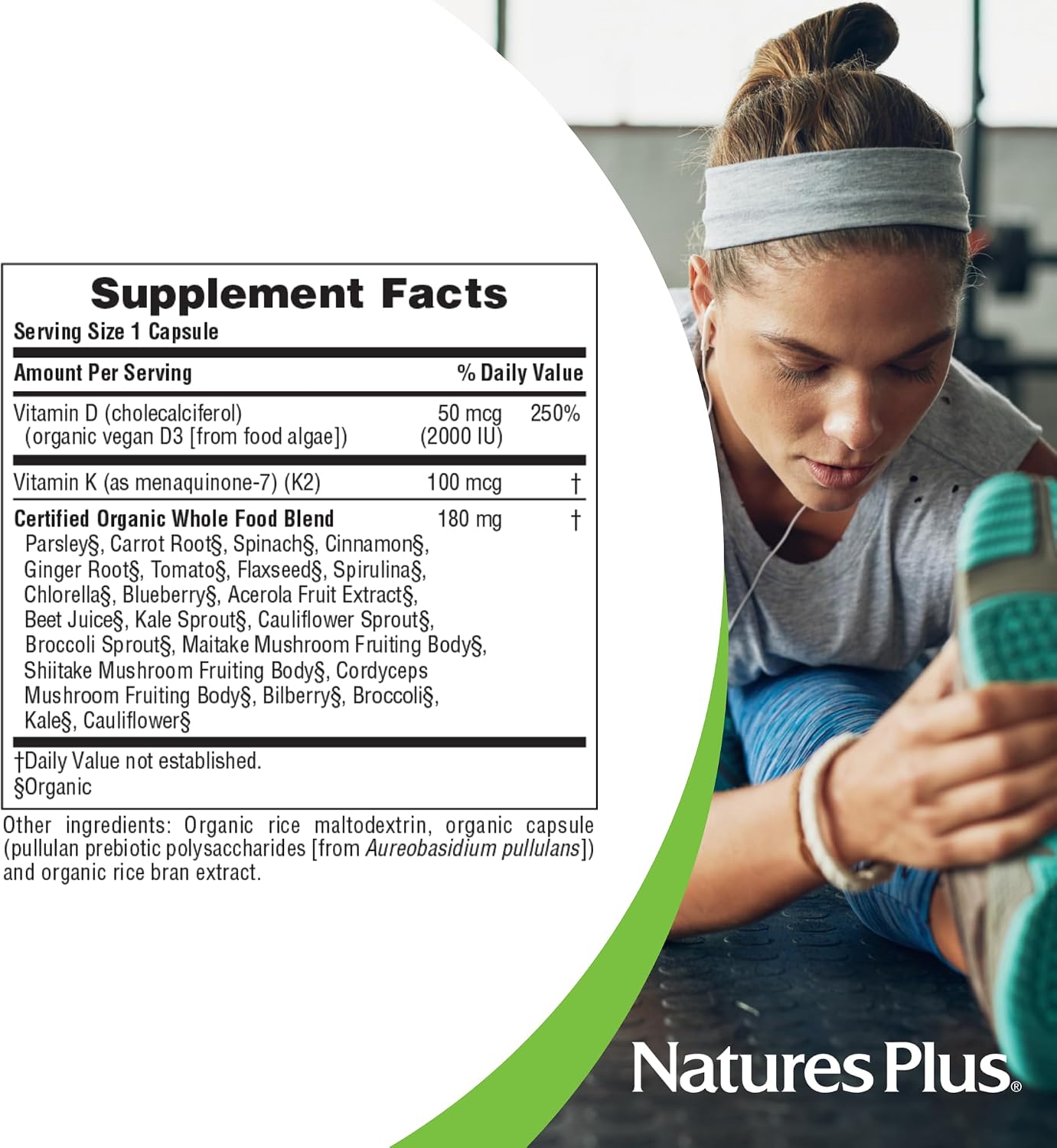 NaturesPlus Source of Life Garden Vitamin D3 & K2, 60 Capsules - görsel 5