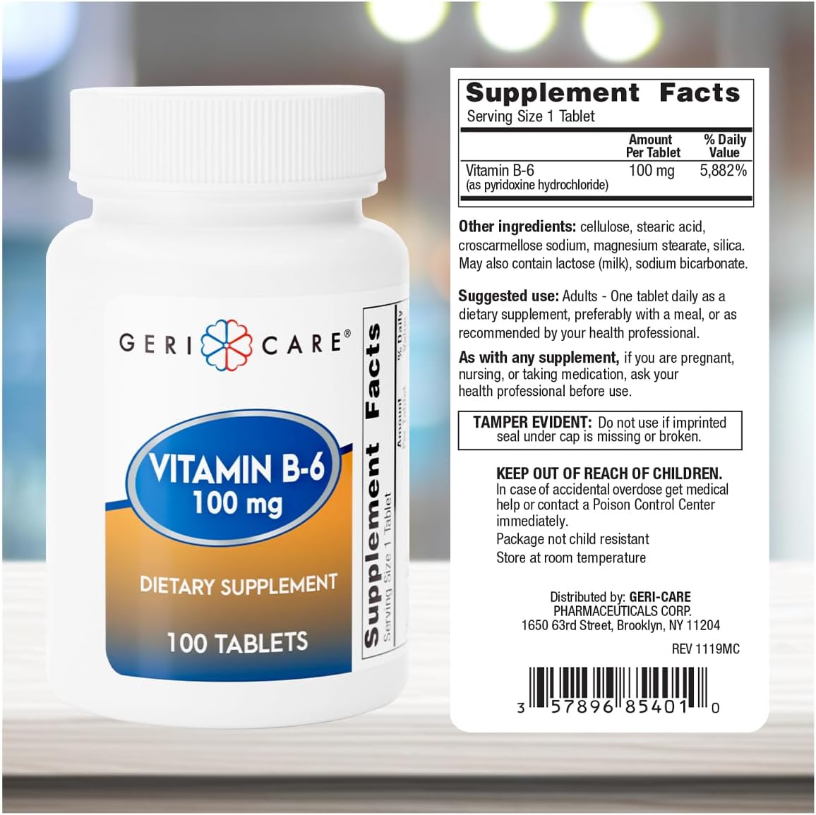 GeriCare Vitamin B6 100mg, 100 Tablets - görsel 3