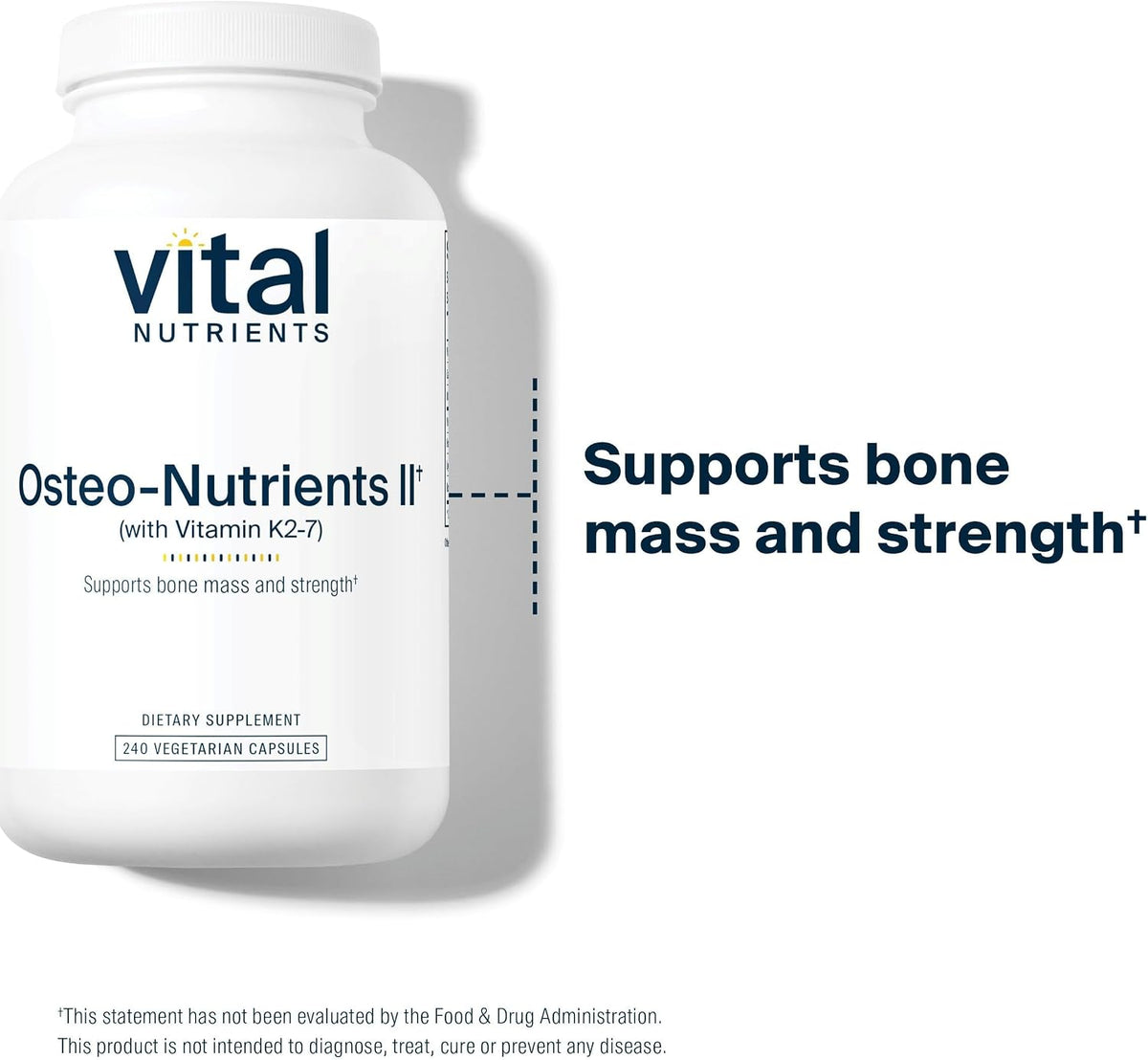 Vital Nutrients Osteo-Nutrients II - Vitamin K2 + D3, Calcium, Boron, and Magnesium - Bone Support - 240 Capsules - görsel 5