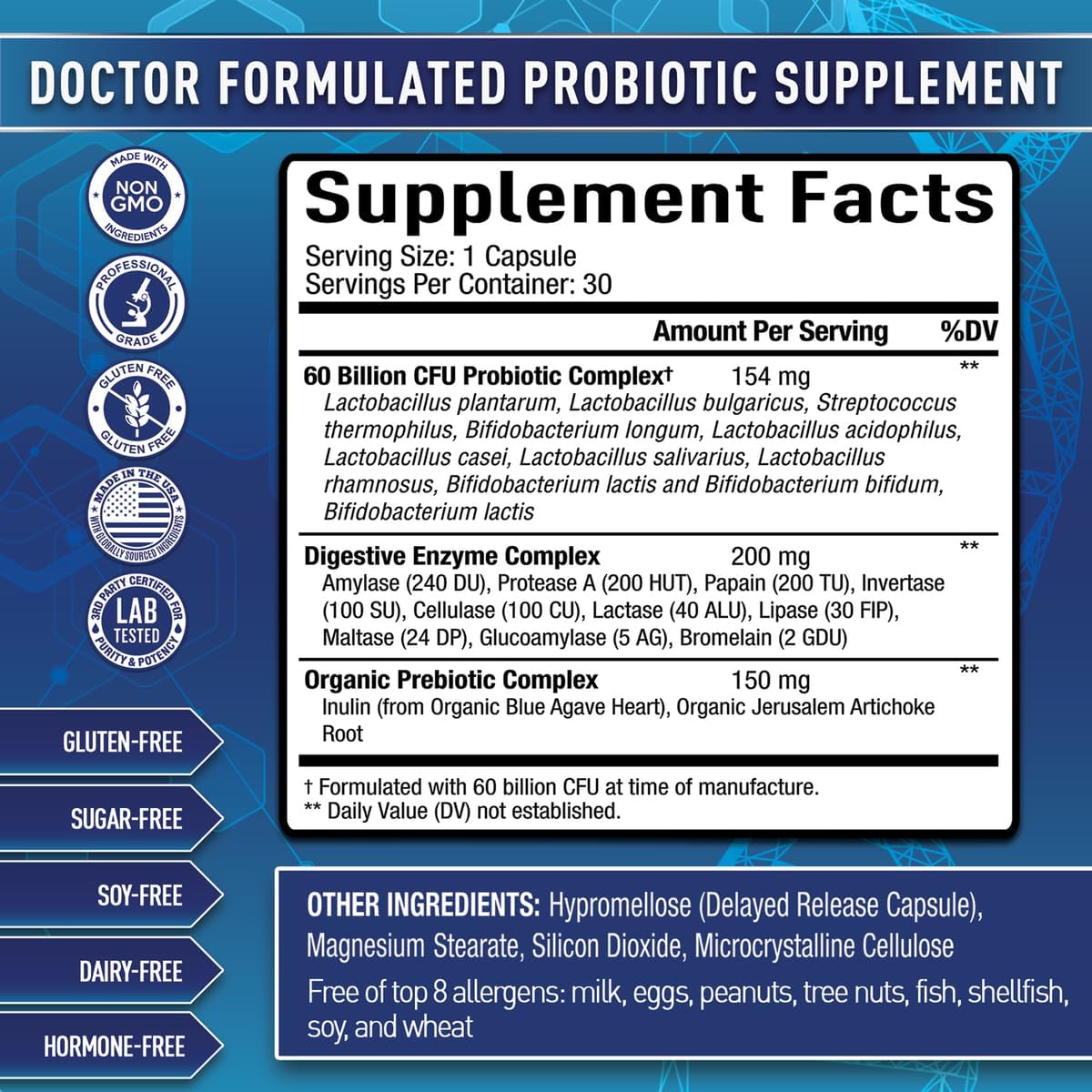 Purely Optimal Probiotics for Digestive Health, 60 Billion CFU – Delayed-Release with Digestive Enzymes & Organic Prebiotics, 30 Capsules - görsel 2