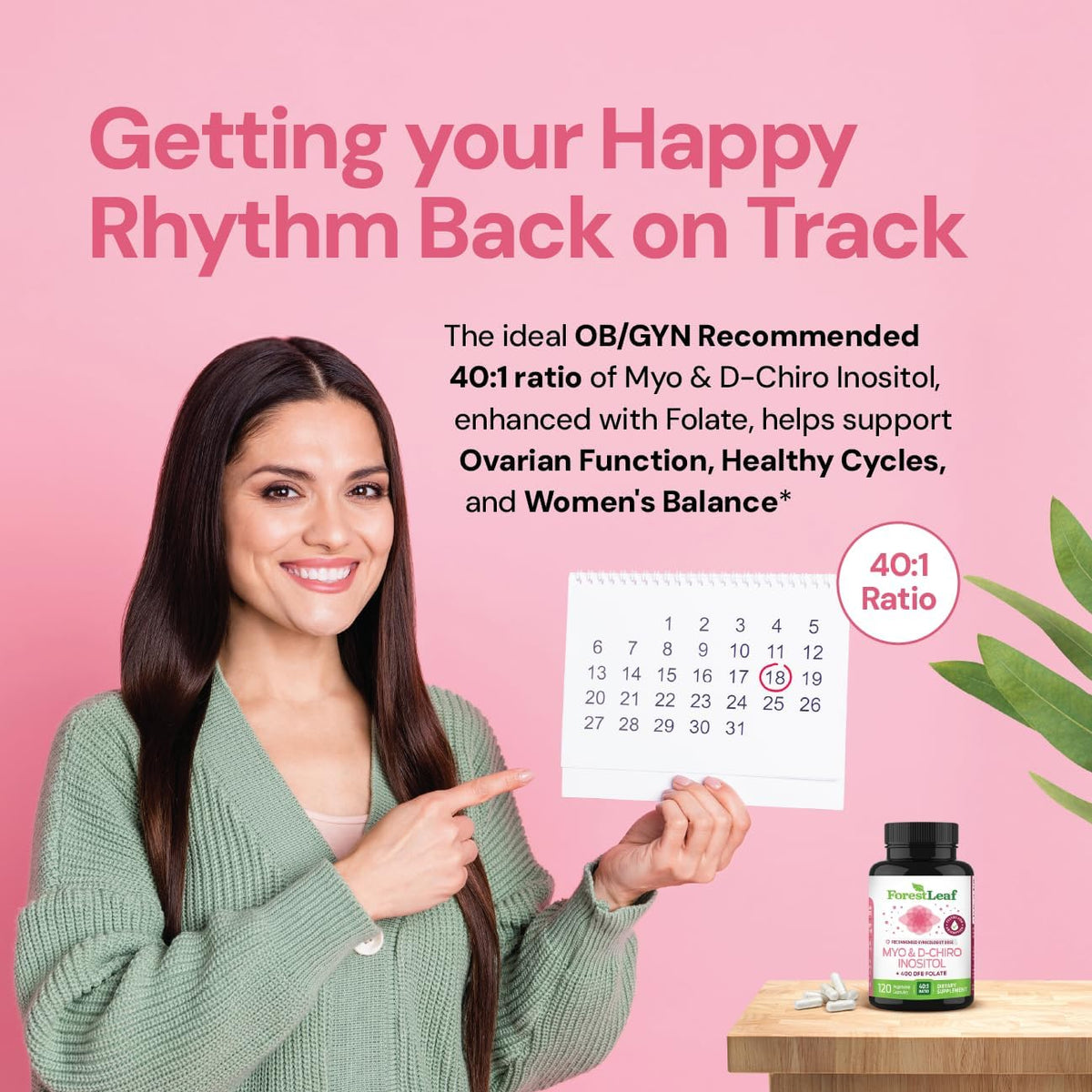 Myo-Inositol & D-Chiro Inositol Supplement for Women's Health | 40:1 Ratio | Supports Ovarian Function & Hormone Balance | – Image 6