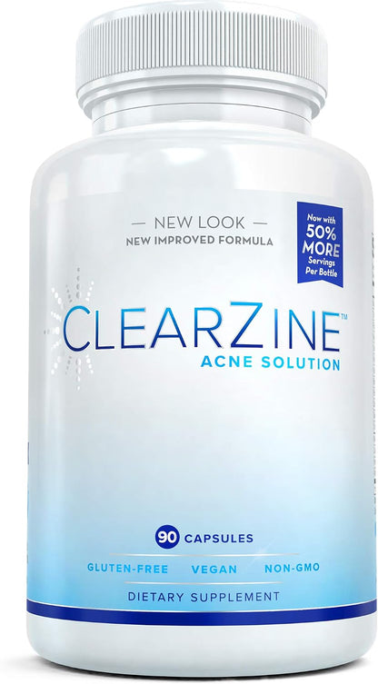 ClearZine Acne Pills – Hormonal & Cystic Acne Supplement for Teens & Adults (90 Capsules)