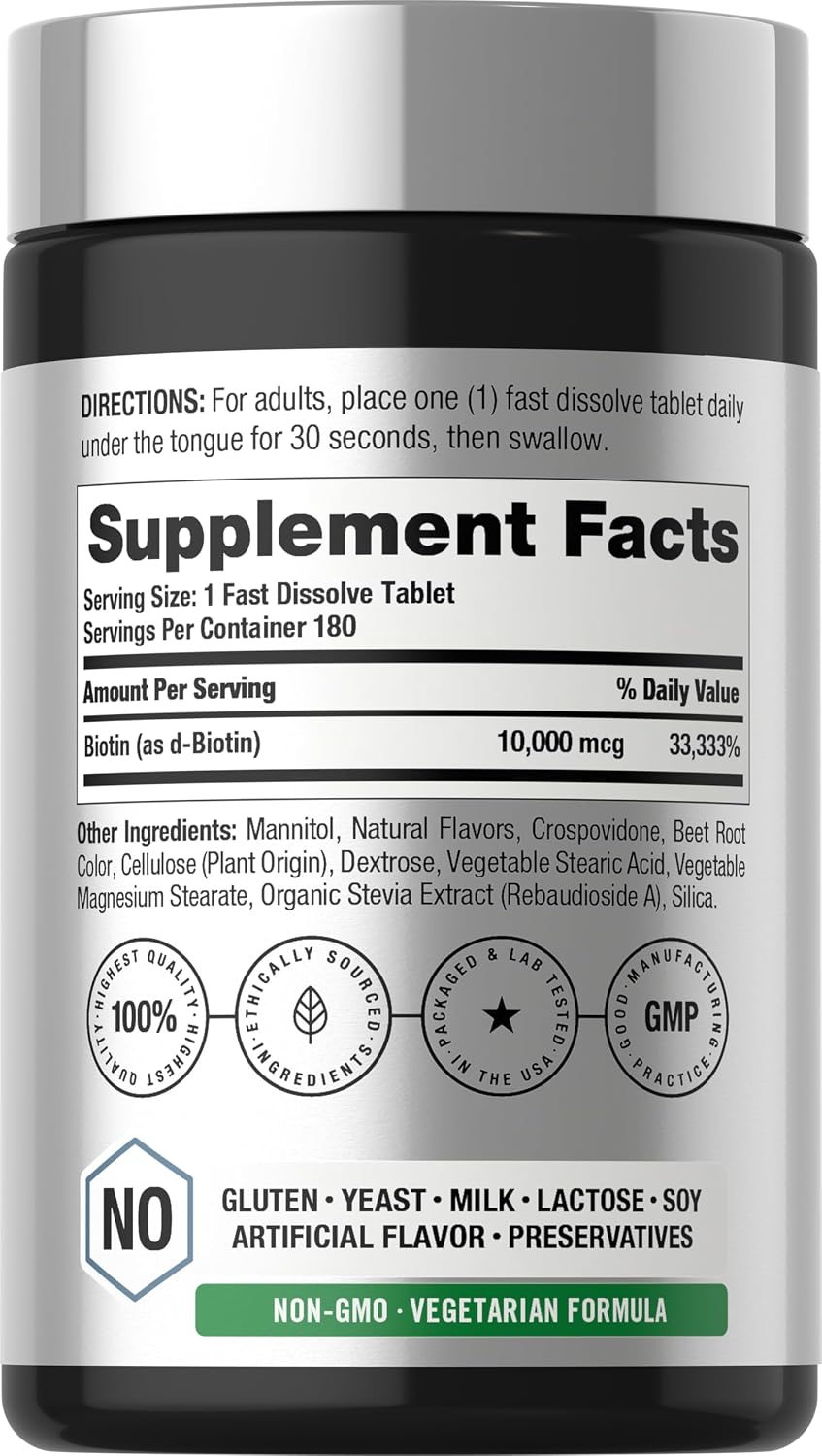Horbäach Biotin 10000mcg Fast Dissolve Tablets - 180 Tablets - görsel 2