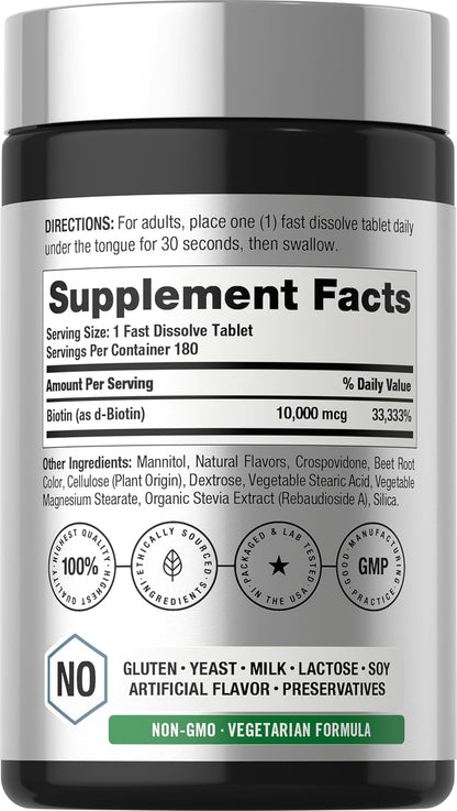 Horbäach Biotin 10000mcg Fast Dissolve Tablets - 180 Tablets