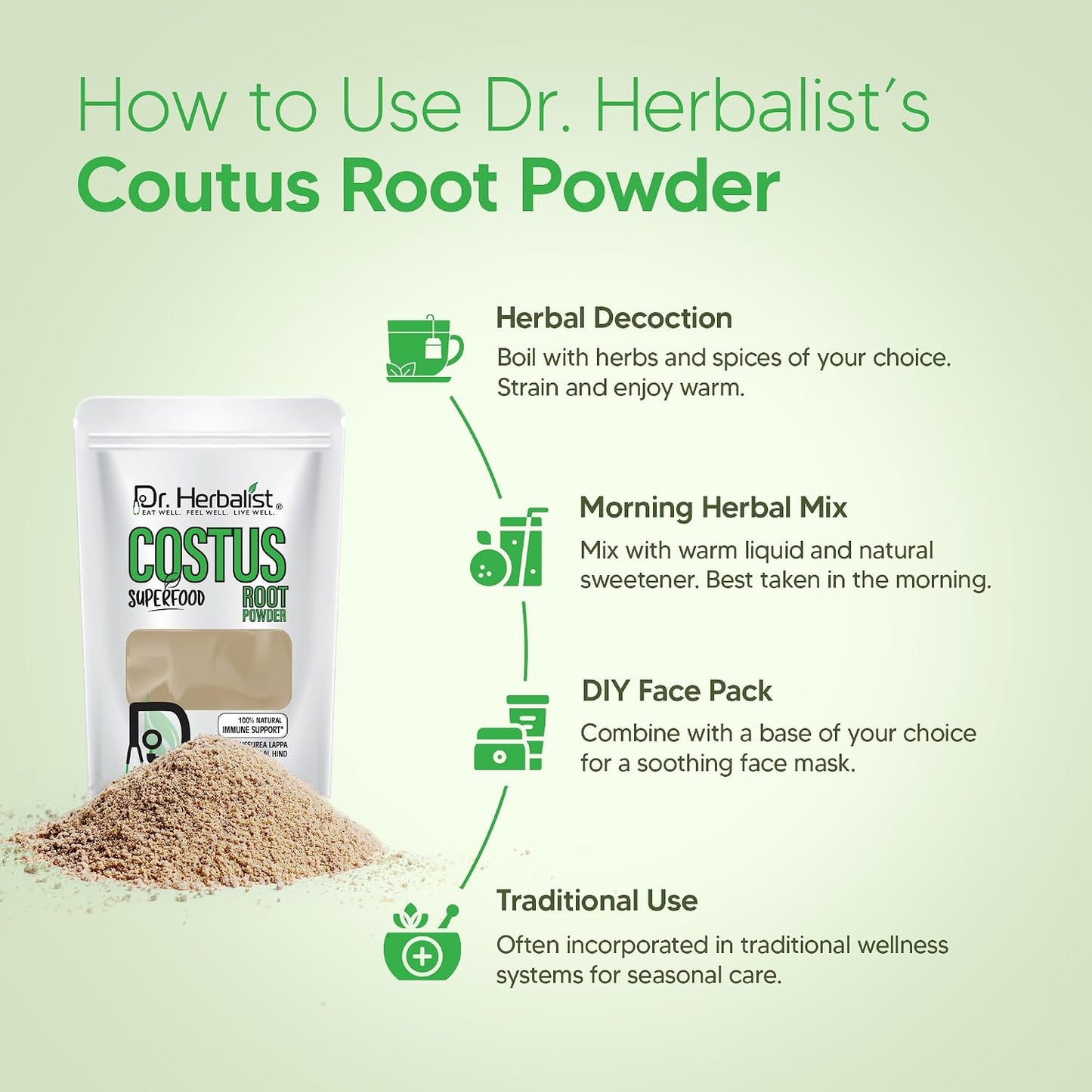 Dr. HERBALIST Costus Root Powder - 200g (Pure Saussurea costus) - görsel 7