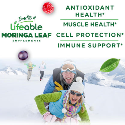 Lifeable Moringa Gummies for Adults – 400 mg Moringa Extract – Strawberry Flavour – 60 Gummies