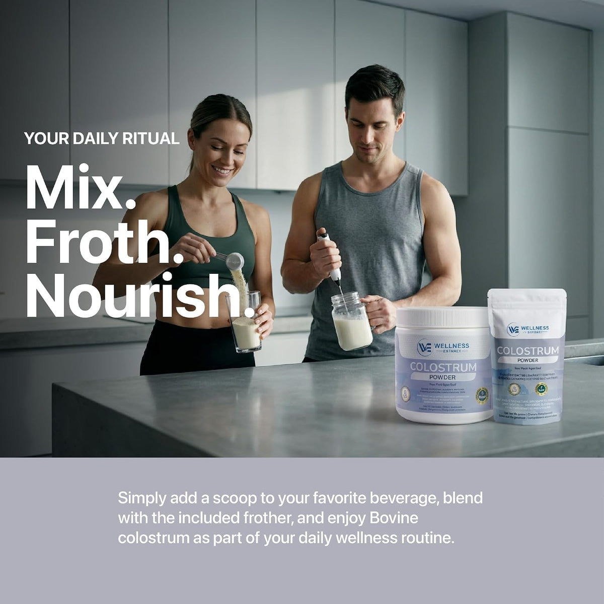WELLNESS EXTRACT Bovine Colostrum Powder with Lactoferrin, Grass-Fed Organic Colostrum Supplement for Gut Health, Immune Support & Muscle Recovery, Rich in IgG & IgA, Unflavoured, 60 g - görsel 5