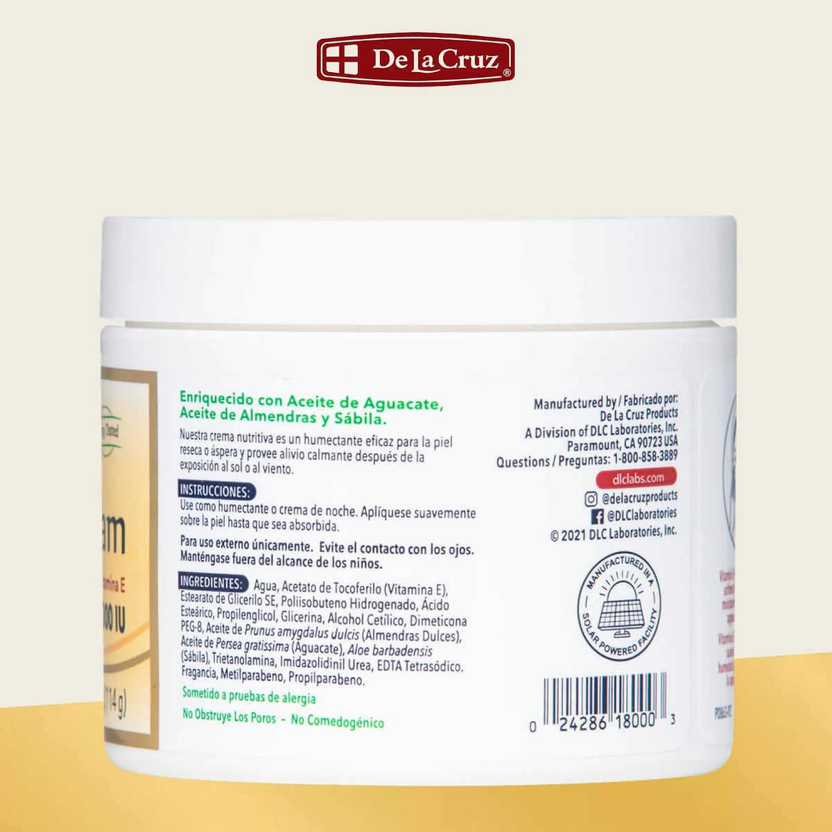 De La Cruz Vitamin E Cream Moisturiser for Face and Neck - 113 g - görsel 8
