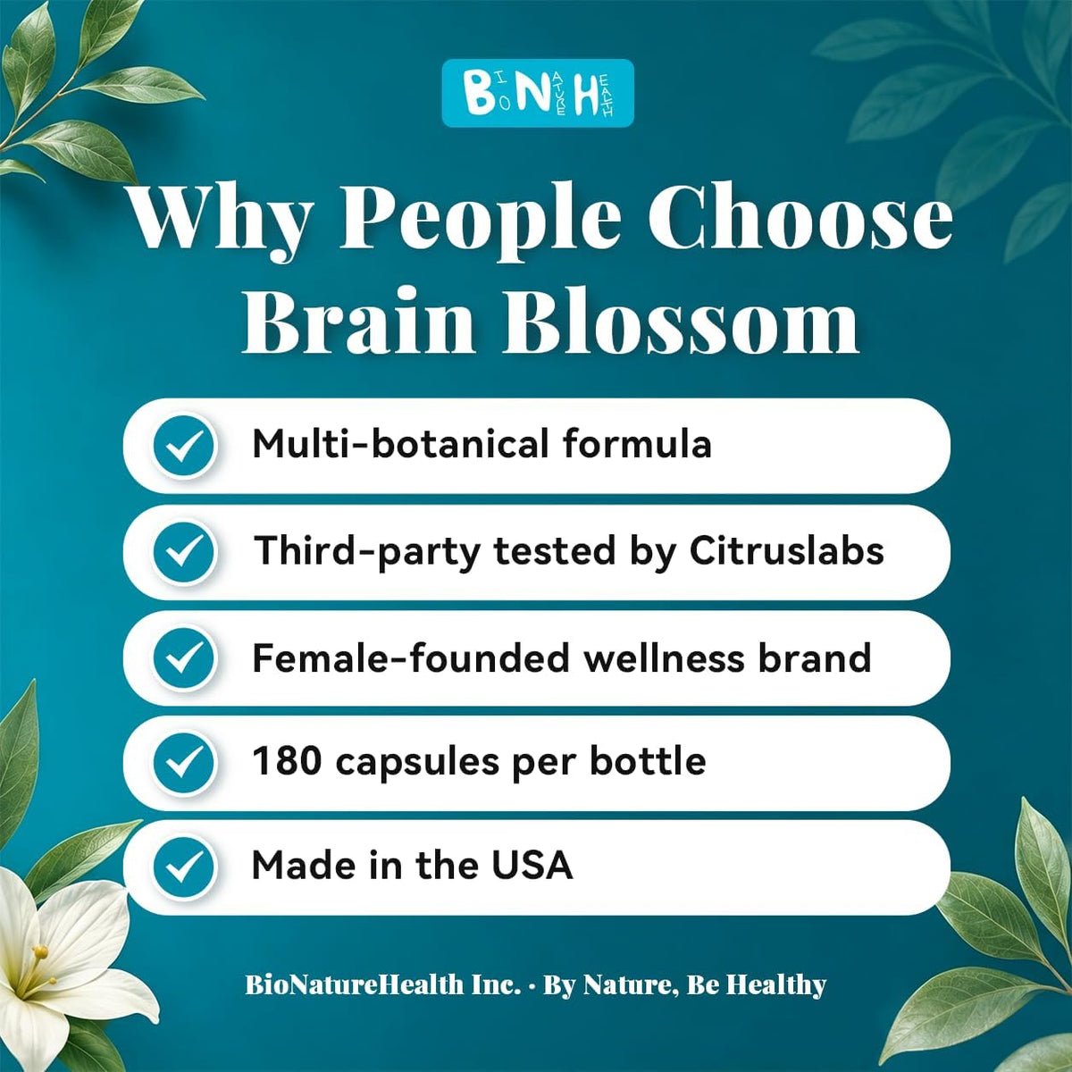 BNH Brain Blossom Brain Supplement for Memory and Focus - Saffron, Ginseng and Turmeric Powered, 19-in-1 Formula, 180 Capsules - görsel 2