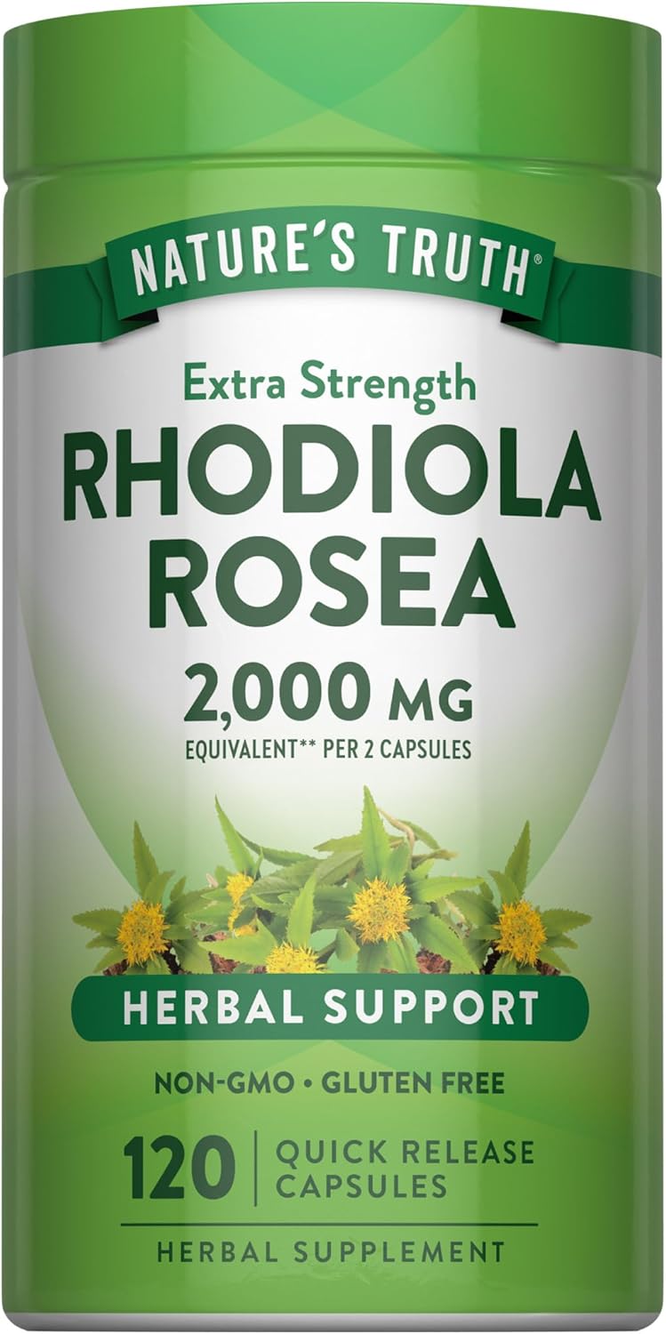 Nature's Truth Rhodiola Rosea | 120 Capsules | Non-GM & Gluten-Free Adaptogen Supplement - görsel 1