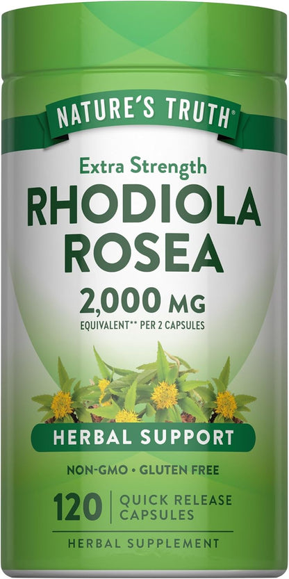 Nature's Truth Rhodiola Rosea | 120 Capsules | Non-GM & Gluten-Free Adaptogen Supplement
