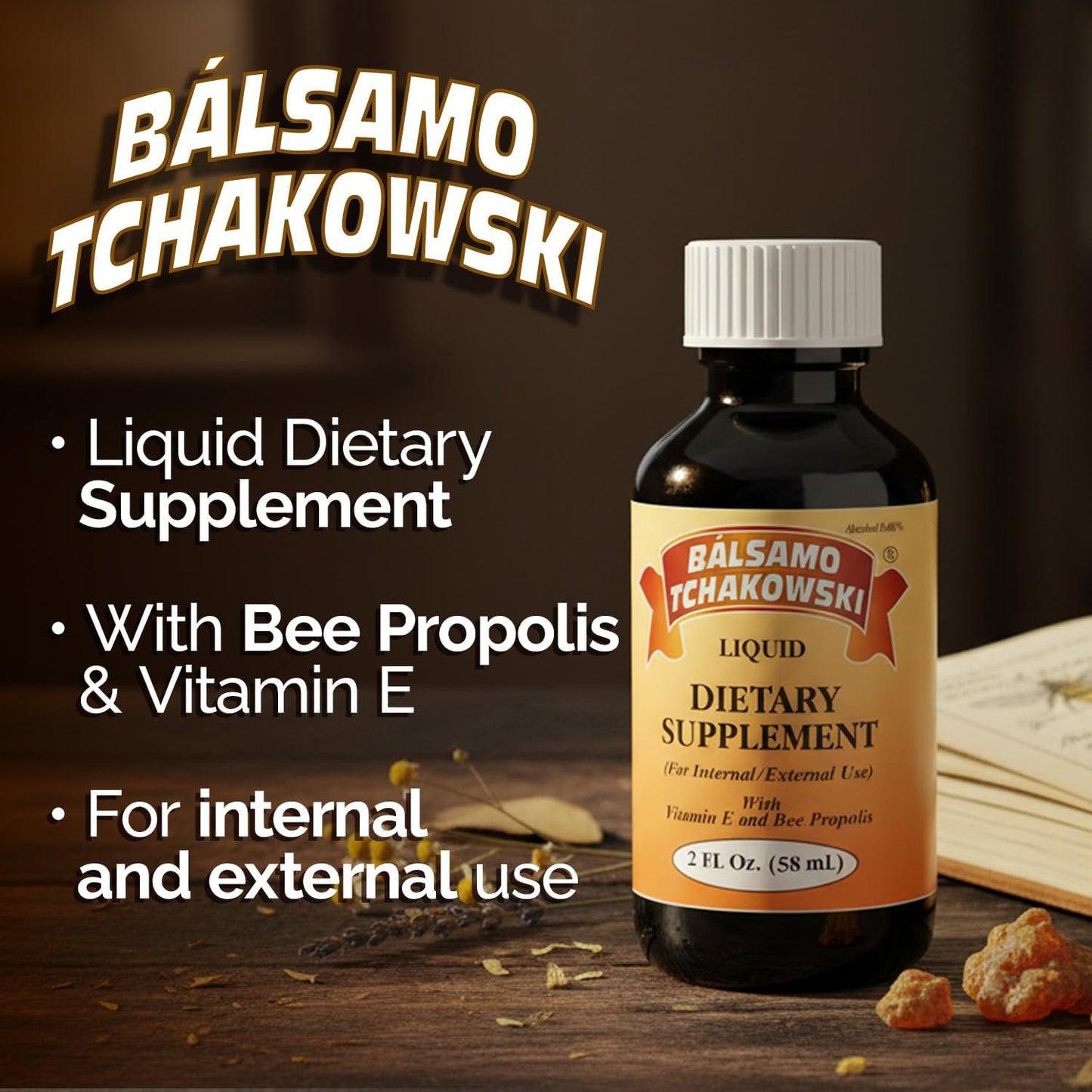 Balsamo Tchakowski Liquid Bee Propolis Extract - Natural Supplement with Vitamin E, 2-Pack - görsel 2