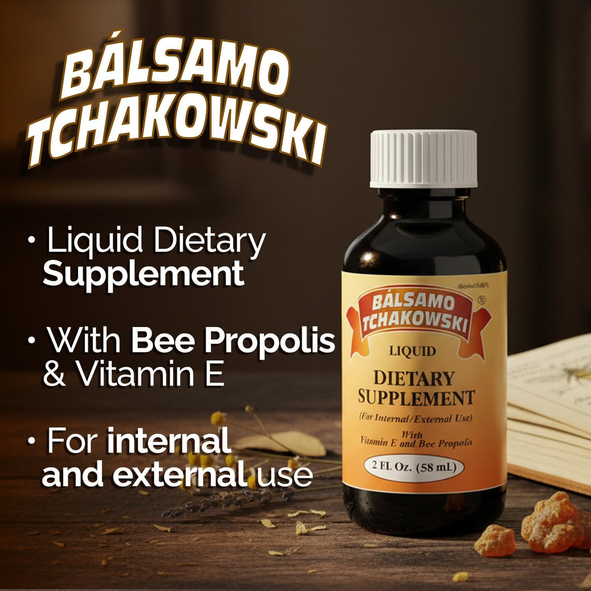 Balsamo Tchakowski Liquid Bee Propolis Extract - Natural Supplement with Vitamin E, 2-Pack - görsel 2