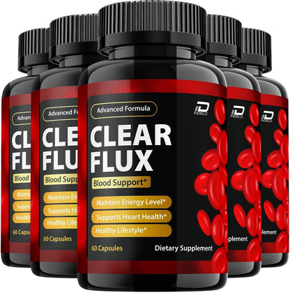 Clear Flux Capsules - All-Natural Advanced Food Supplement (5 Pack, 300 Capsules)