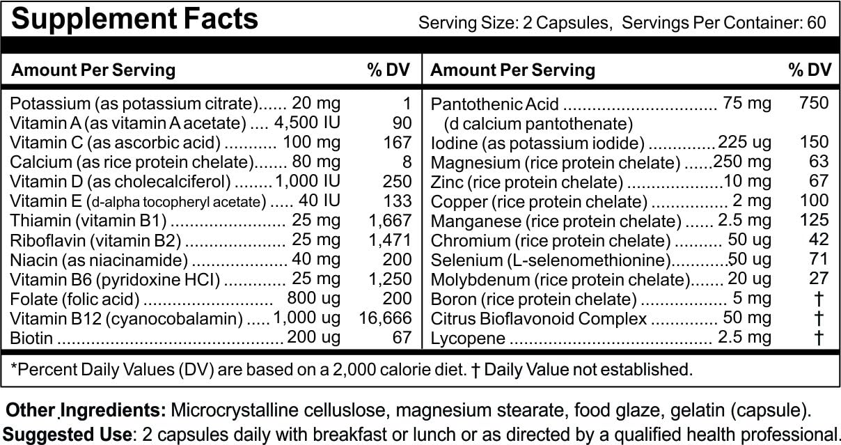 Ultra-Vites High Potency Vitamin/Mineral Capsules (120) - görsel 2