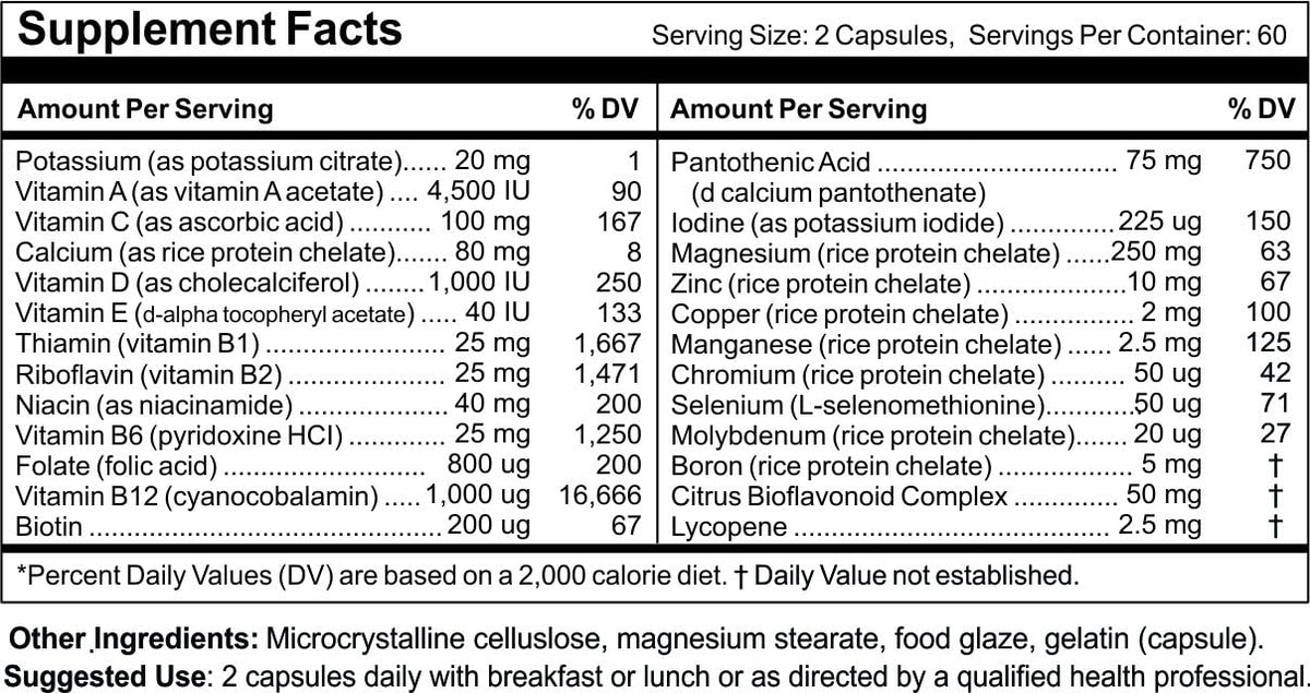 Ultra-Vites High Potency Vitamin/Mineral Capsules (120) - görsel 2