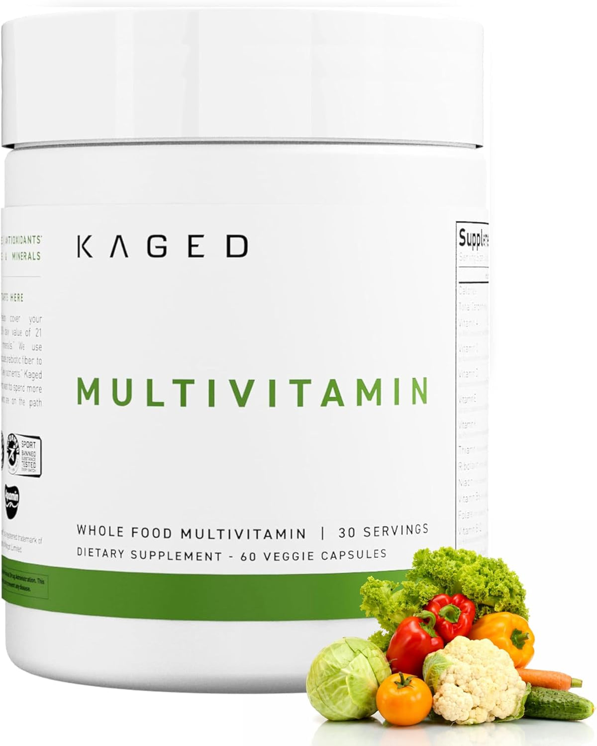 Kaged Multivitamin Capsules - Whole Food Organic Fruits & Vegetables, Plant-Based Vegan, 30 Servings - görsel 1