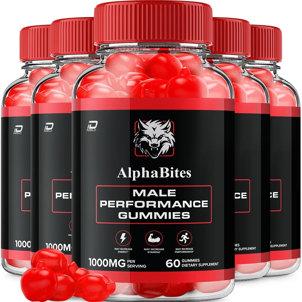 Alpha Bites for Men Gummies – Advanced Formula 1000mg, Extra Strength Natural Supplement (5 Pack – 300 Gummies) - görsel 1