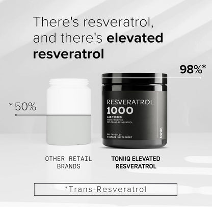 Toniiq Ultra High Potency Trans Resveratrol 1000mg - 98% Pure - 60 Capsules