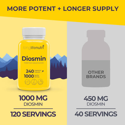 Diosmin 1000mg Advanced Formula – 240 Capsules for Circulatory Health Support