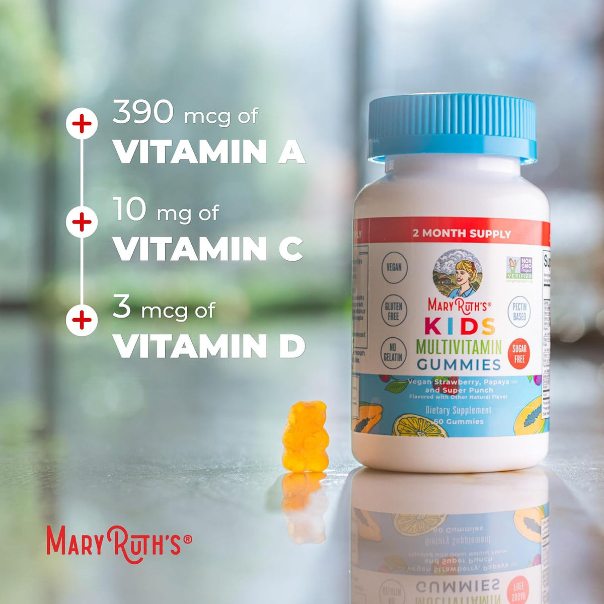 MARYRUTH'S Kids Multivitamin Gummies | Sugar Free | 2 Month Supply | Ages 2+ | Vegan | 60 Count - görsel 7