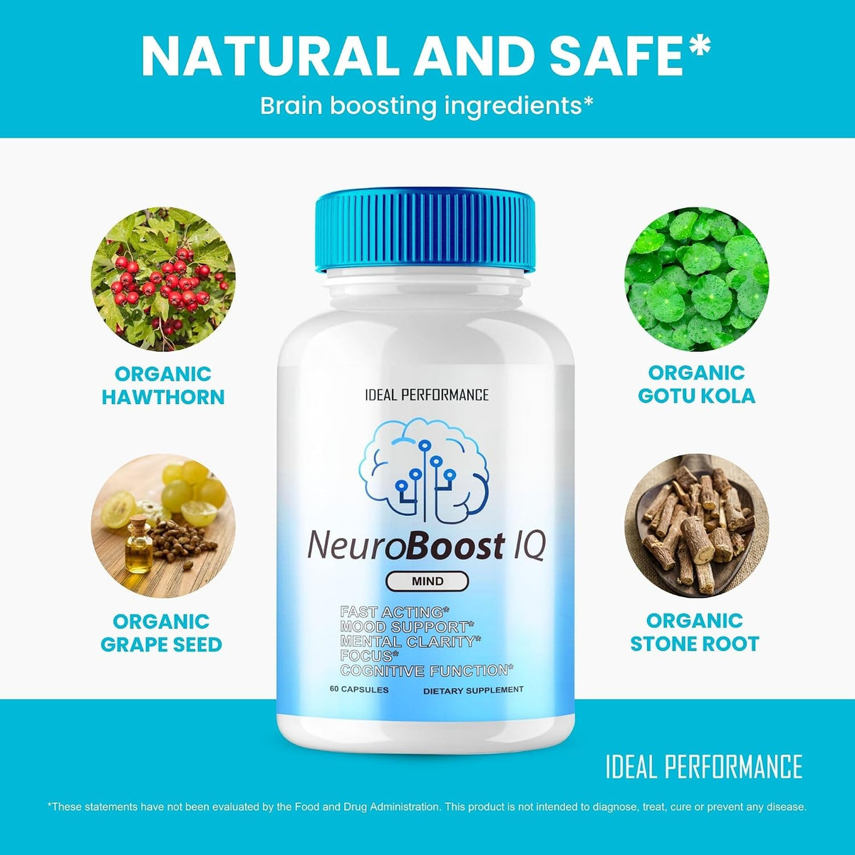 IDEAL PERFORMANCE Neuro Boost IQ Brain Supplement - 3 Pack (180 Capsules) - görsel 5