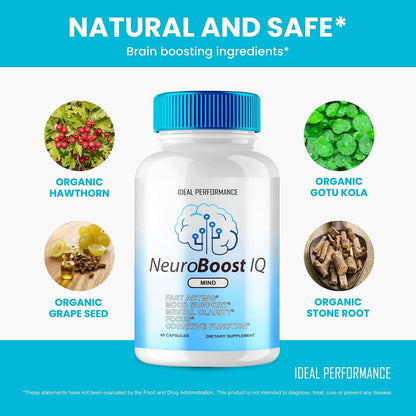 IDEAL PERFORMANCE Neuro Boost IQ Brain Supplement - 3 Pack (180 Capsules)