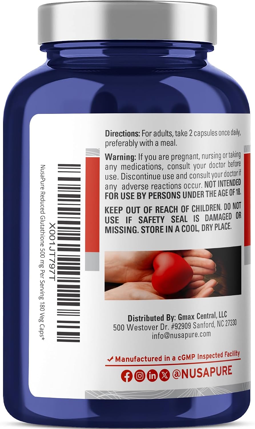 Reduced Glutathione 500mg 180 Vegetable Capsules (Vegan, Non-GMO) - görsel 2