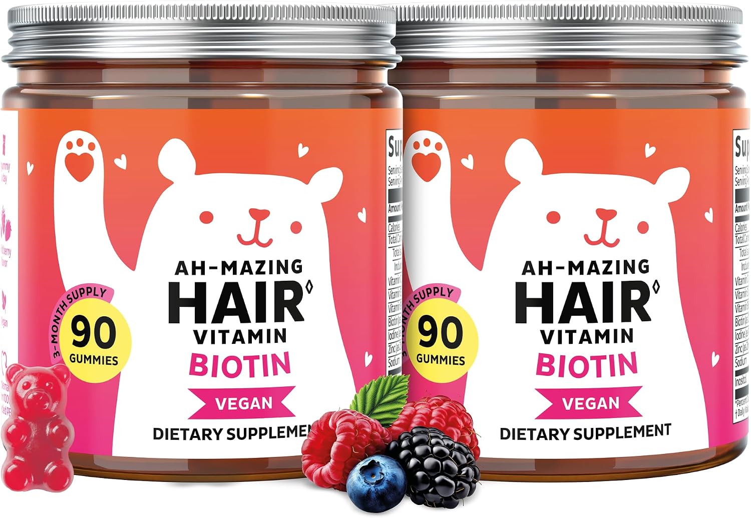 Biotin Gummies for Hair, Skin & Nails, 5,000 mcg High Strength Vegan Vitamins with Vitamins C & E, 60 Gummies - görsel 7
