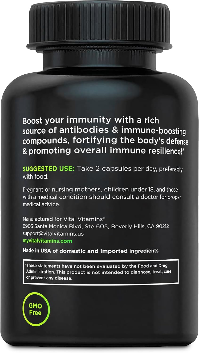 Vital Vitamins Colostrum Supplement - Vitamin C, Zinc & Selenium - Grass-Fed - 60 Capsules - görsel 9