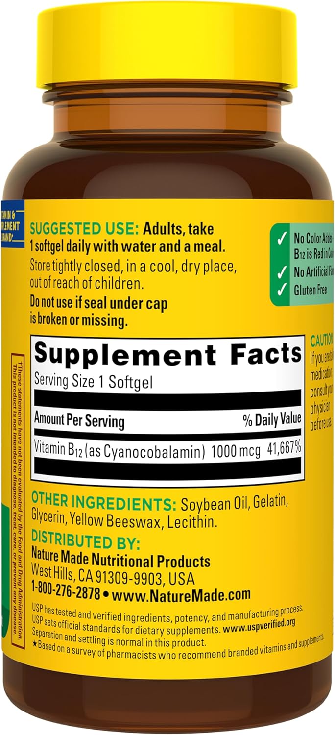 Nature Made Vitamin B12 1000 mcg, 90 Softgels - görsel 9