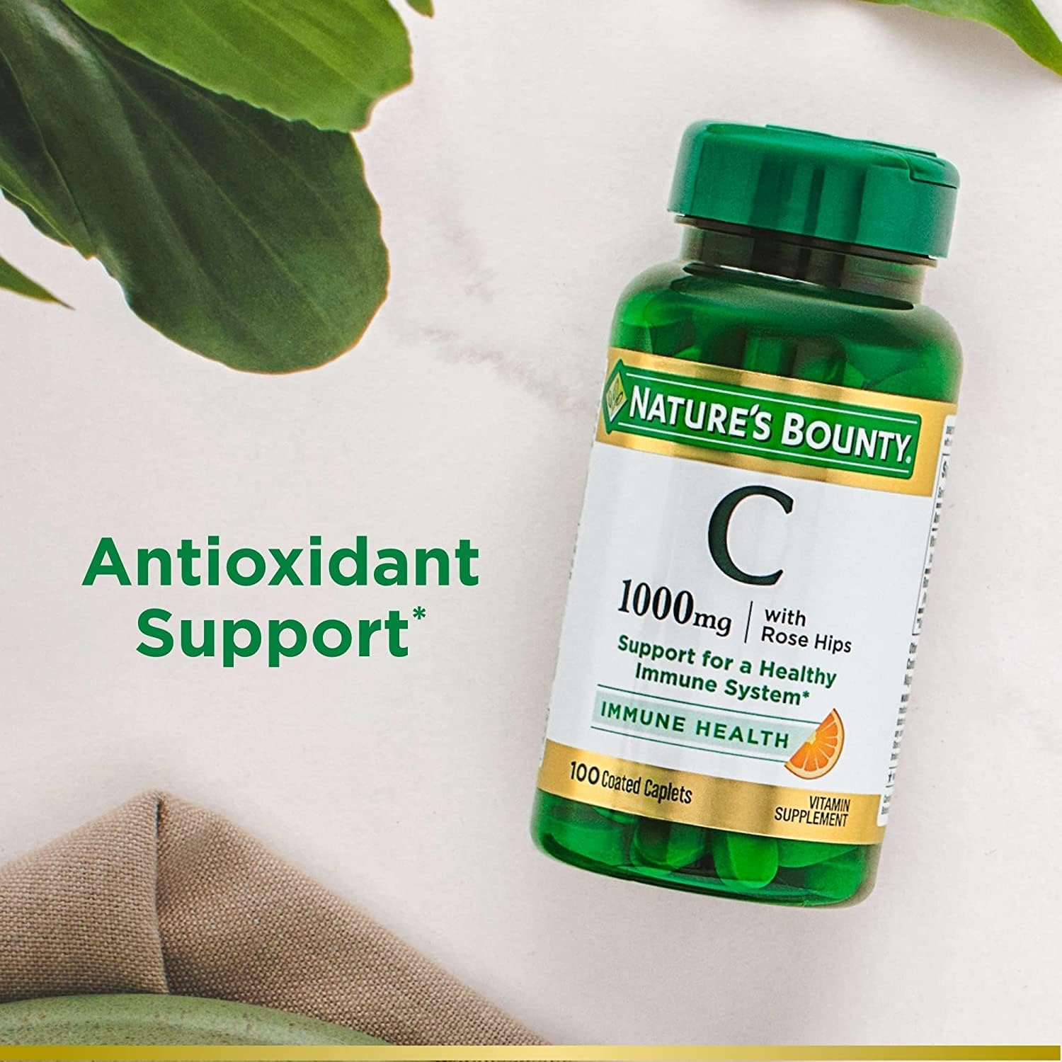 Nature's Bounty Vitamin C + Rose Hips, Immune Support, 1000mg, Coated Caplets, 100 Count (Pack of 2) - görsel 4