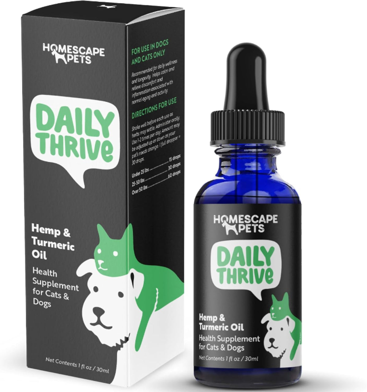 Homescape Pets Daily Thrive Hemp Oil & Turmeric for Cats and Dogs - görsel 1