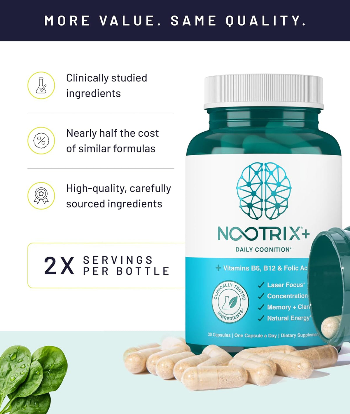 Nootrix Brain Plus – Nootropic Supplement for Memory and Focus (15 Day Supply) - görsel 4