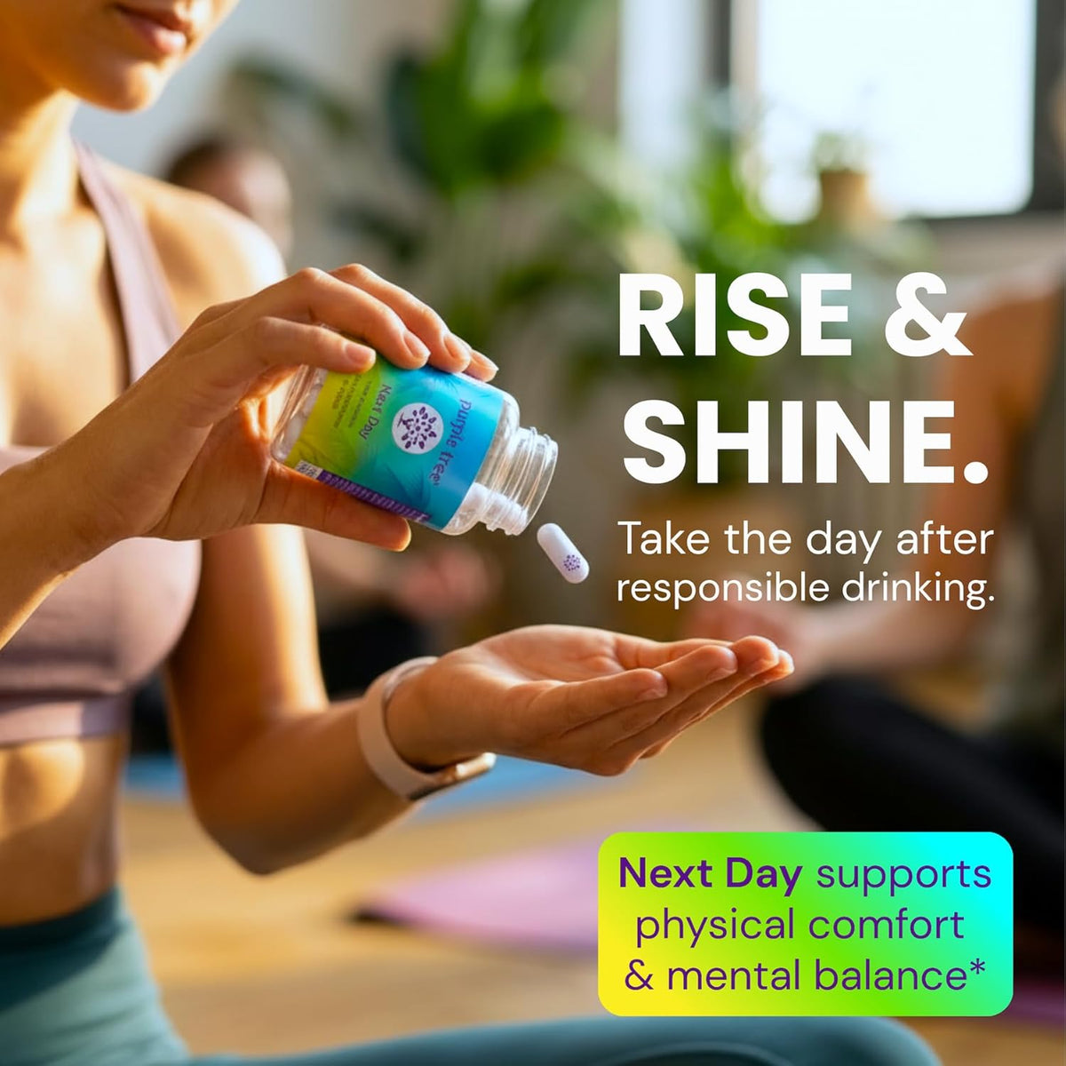 Purple Tree Next Day – Morning Post-Drink Wellness Supplement | Ashwagandha KSM-66, Milk Thistle, Ginger, Peppermint, Electrolytes & Vitamins | 90 Capsules - görsel 2
